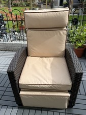 Special Offer Outsunny Rattan Garden Recliner Chair, Brown, With Side Tray