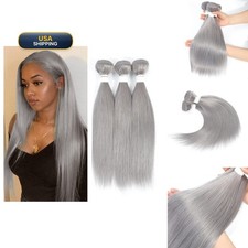 Peenoll 20 22 24 Inch Straight Wave Human Hair Bundles Sliver Grey Bundles