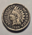1862 Indian Head Cent 1c Penny, Good G Details, Env Damage - Exact Coin Shown