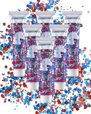 6pcs Red White Blue Face Body Glitter Gel for 4th of July USA Flag Makeup