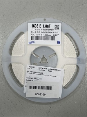 2900pcs. CL10B182KB8NNNC 0.0018uF 50V X7R 10% Pad SMD 0603