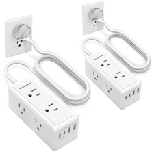 2 Pack Power Strip Surge Protector-6 Widely Spaced Outlets 4 USB Ports 2 USB ...