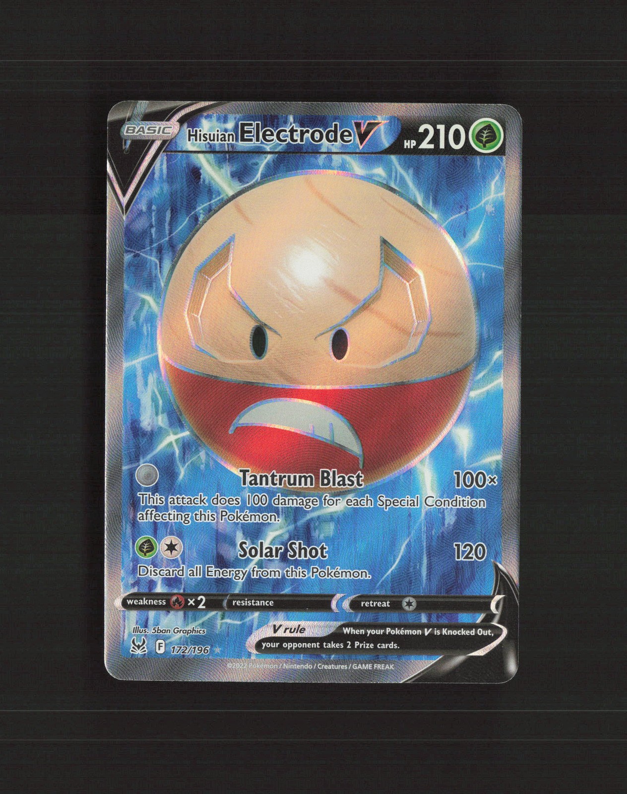 Hisuian Electrode V 172/196 Lost Origin Full Art Ultra Rare Holo Pokemon Card NM