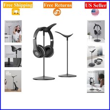 Black Adjustable Desktop Headphone Stand for All Headsets - Elegant, Stable