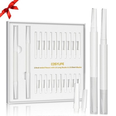 COSYLIFE Dermaplaning Tool for Face Eyebrow Razor, Includes 2 Dual End White