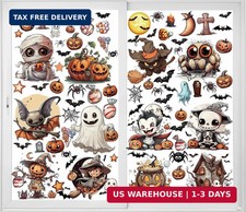12 Sheets Big Size Window Clings Halloween Window Clings Halloween Bat Spider Va