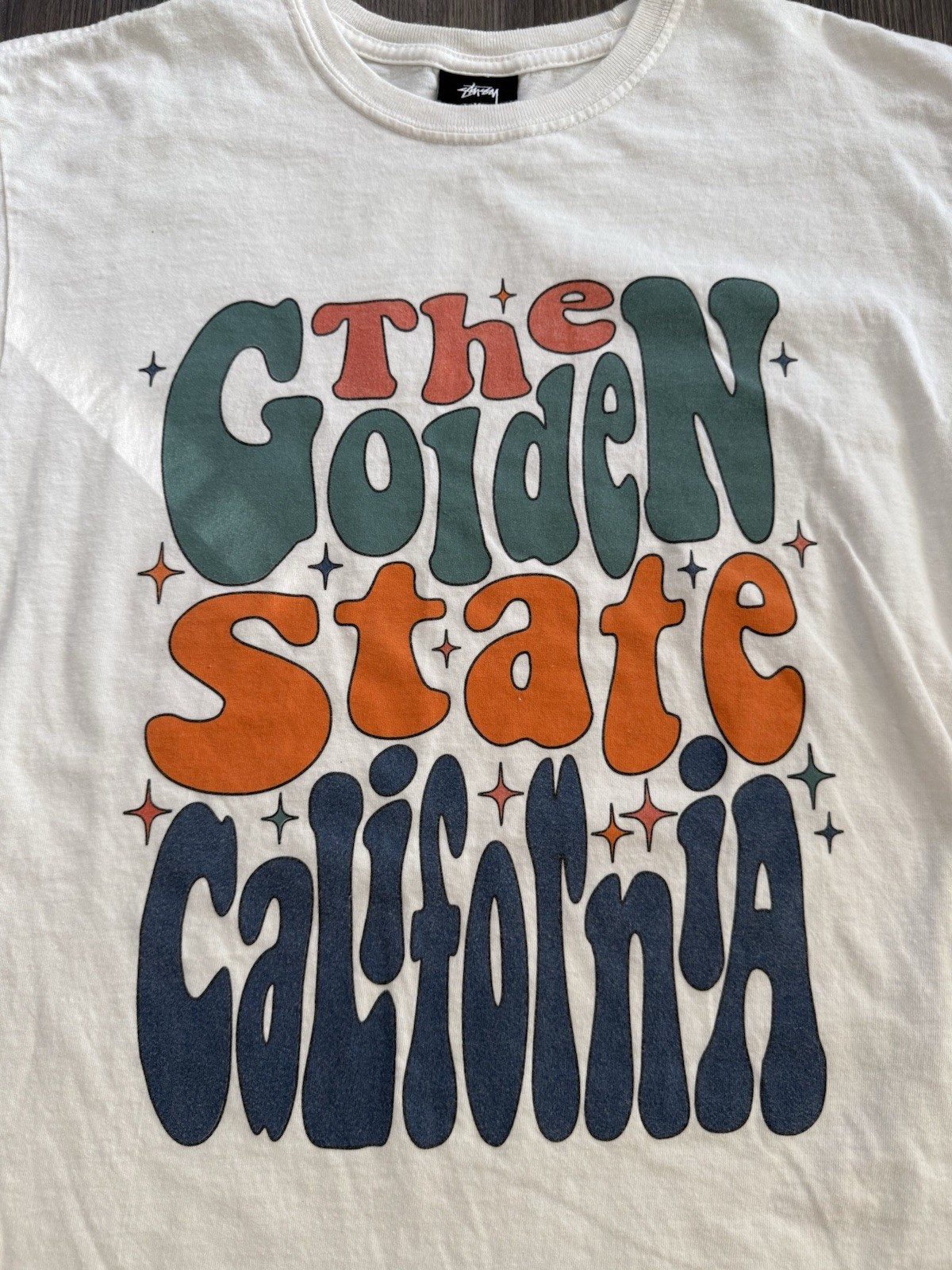 Vintage Stussy The Golden State California Creme White Cotton T Shirt Men’s M thumbnail 2