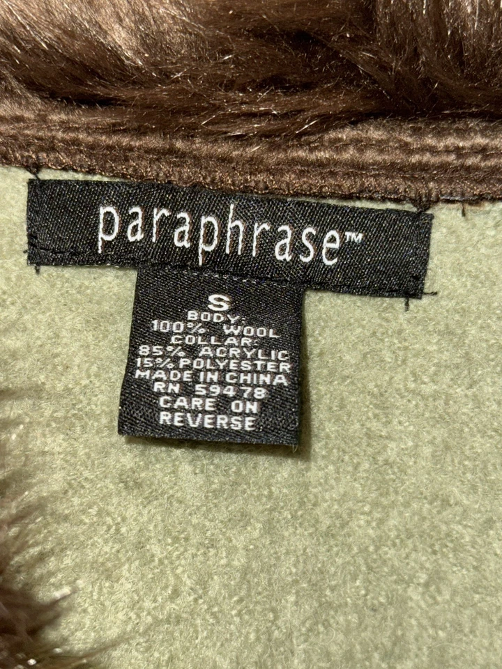 Abrigo Chaqueta Vintage Años 90 Imitación Piel Cuello Leopardo Verde Botón Estampado Animal  Foto 3 de 4