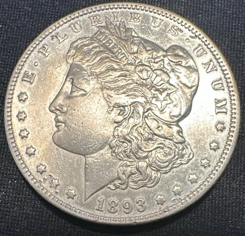 1893 Fine Silver Morgan Dollar Key-Date Cleaned Details Coin
