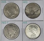 1922 1922-S 1923 1925 Peace Dollar Lot of 4