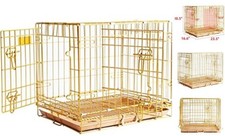 24" Color Folding Design Dog Crate Puppy Ertra 23.8"L x 16.9"W x 20.6"H Gold