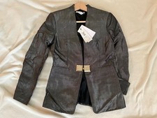 Versace Collection Grey Metallic Textured Designer Womens Blazer Jacket 40/S New