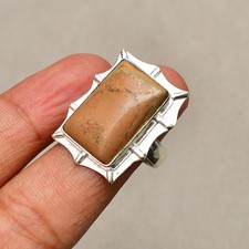 Picture Jasper Gemstone 925 Sterling Silver Handmade Jewelry Ring Size 7