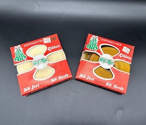 Vintage Gift Ribbon Bel Air Dispenser Pack USA Gold White Original Box Christmas