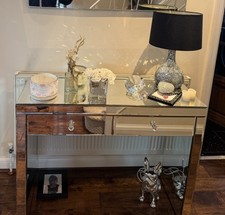 Mirrored Console Table 2 Drawers Silver 100x36x76cm