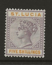 ST.LUCIA SG52 QV 5s Dull Mauve and Orange MINT* Cat £55 UK P&P Free
