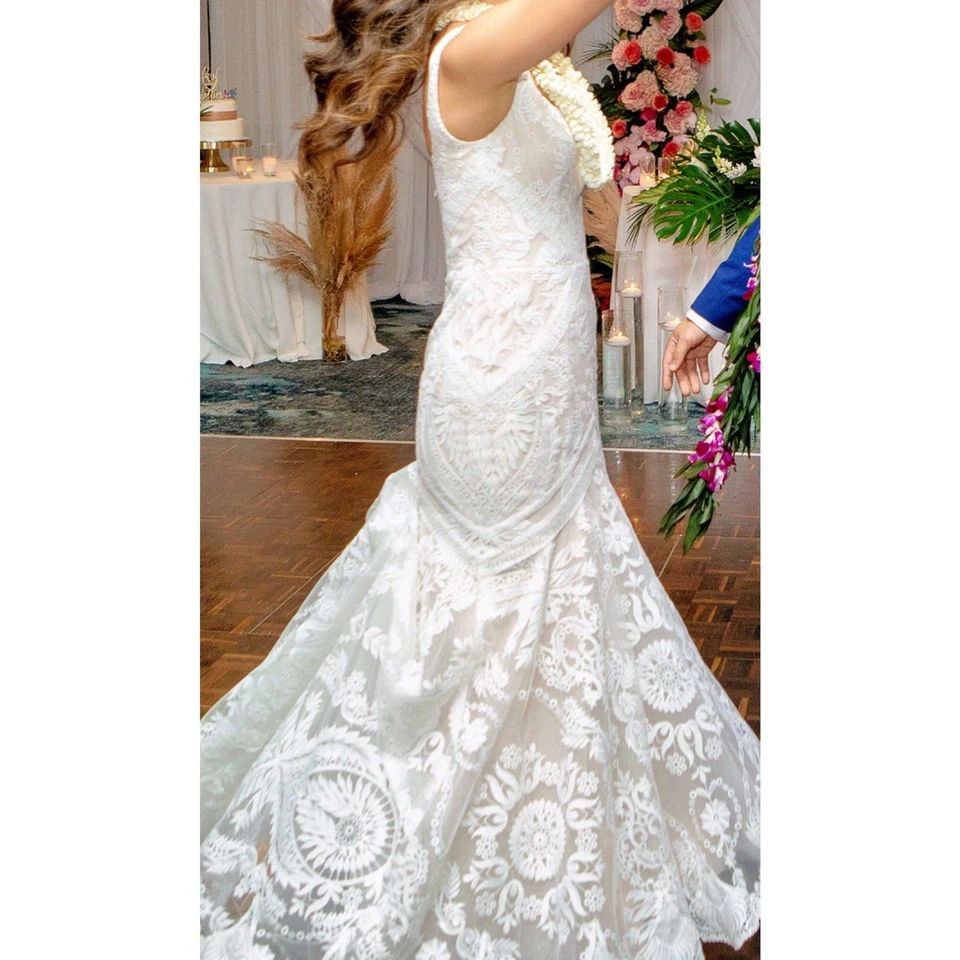 Vestido de novia Wtoo Watters Valette Anthropologie cuello cuadrado encaje - talla 0 Foto 2 de 4