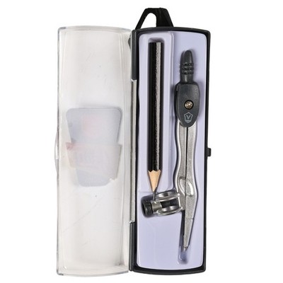 Vertex Goldy School Compass Black Geometry Drawing Tool with Pencil & Hard Case