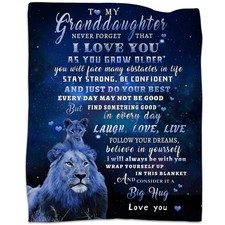 to My Granddaughter Gifts Blanket from Grandpa, Blue Lion Blankets for My Gra...
