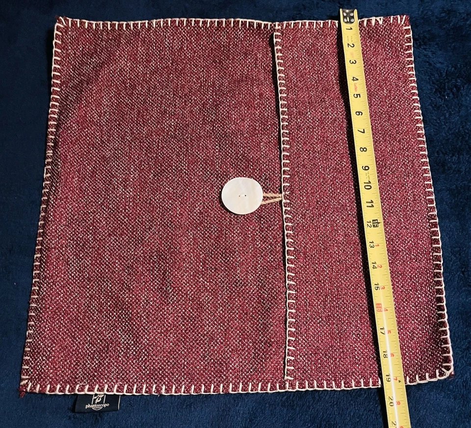 Phantoscope Red/white Decorative Pillow COVER Linen Trim Farmhouse Set Of 2- 19” - Image 2 of 4