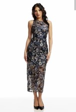 Dress The Population Helena Sequins Floral Mesh Sleeveless Dress Size S