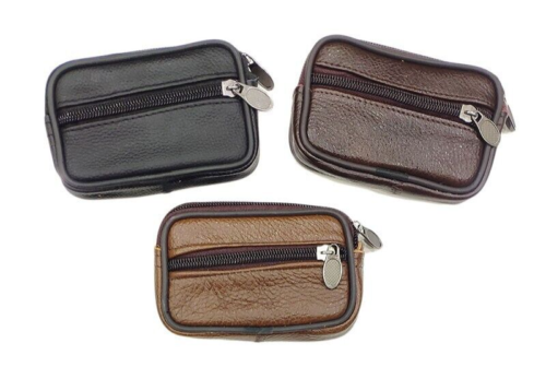 Small Leather Unisex Purse Belt Pouch Coin Purse Travel Wallet Purse Pouch - Picture 3 of 5