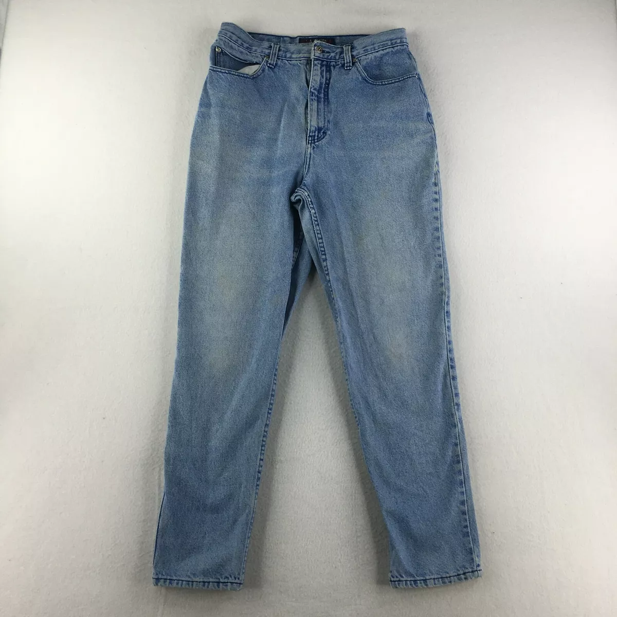 LA Blue Jeans Womens 14 Long Straight Denim Pants Ladies Medium Wash Stretch