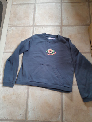 Quiksilver ROXY Sweatshirt - Teenie Wahine - grau rosa Blume Alter 15/16 Vintage