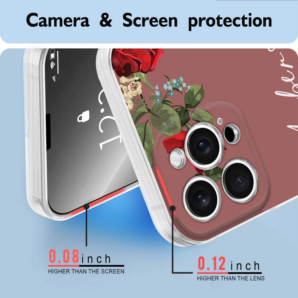 Floral TPU Phone Case for iPhone 15 16 Plus 14 13 12 11 XS Pro Max