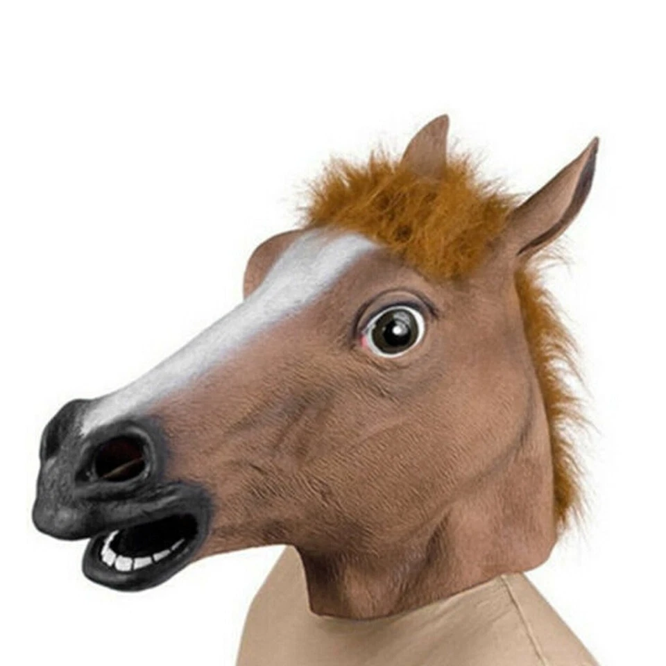 Horse Mask Halloween Party Full Head Latex Rubber Mask Novelty Fancy Prop - Image 3 of 4