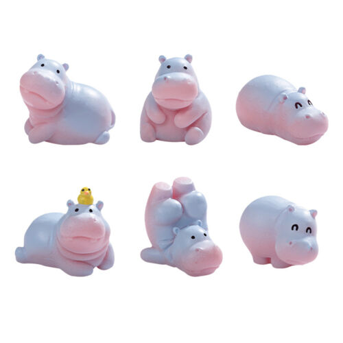 Tiny Little Cartoon Hippopotamus Figurines Decor Ornament Cute Desktop Sculpture