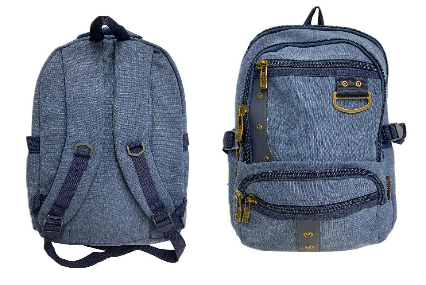 12x15 Blue Back to School Unisex Blue Canvas Designer Multi-Functional Backpack image 5