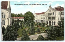 Postcard AL Mobile The Quadangle Spring Hill College Vintage Linen R06