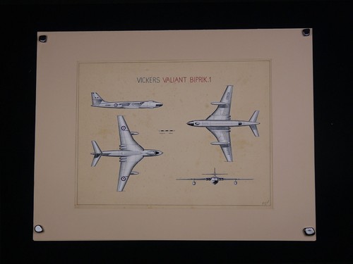 Jean Cuny (XX) Gouache Avion Bombardier Royal Air Force Vickers Valiant 1957 - 第 2/6 張圖片