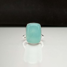 Good Aqua Chalcedony Gemstone 925 Sterling Silver Handmade Ring All Size K-57