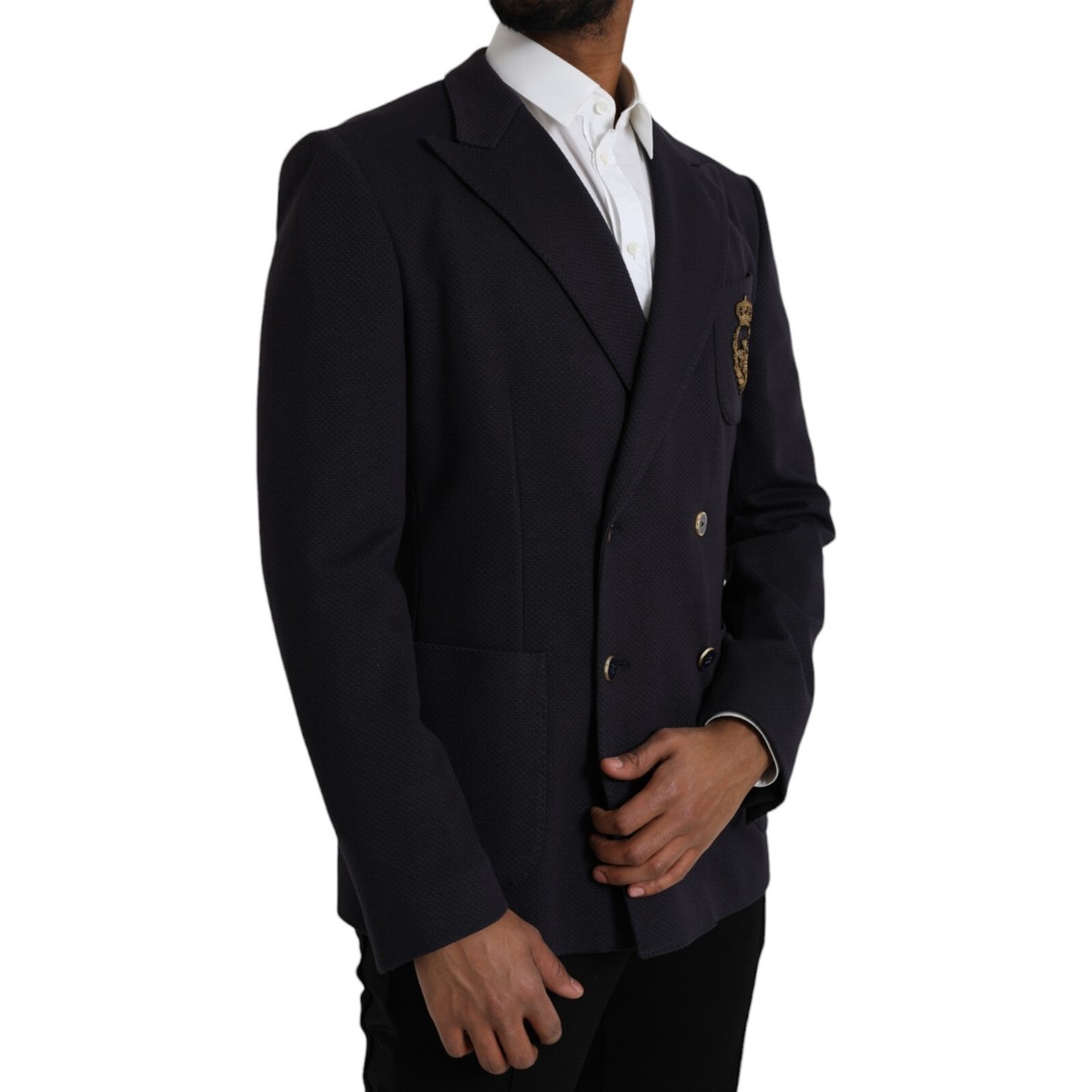 DOLCE & GABBANA Blazer Dark Blue Crown Bee Double Breasted