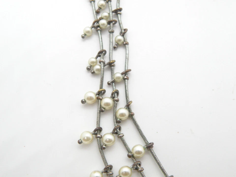 Collar Joyería Mujer AK Ann Klein Firmado Imitación Perla 3 Hilos Capas - 46b39 Foto 2 de 4