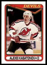 1990-91 Topps Hockey Card Alexei Kasatonov Rookie New Jersey Devils #358