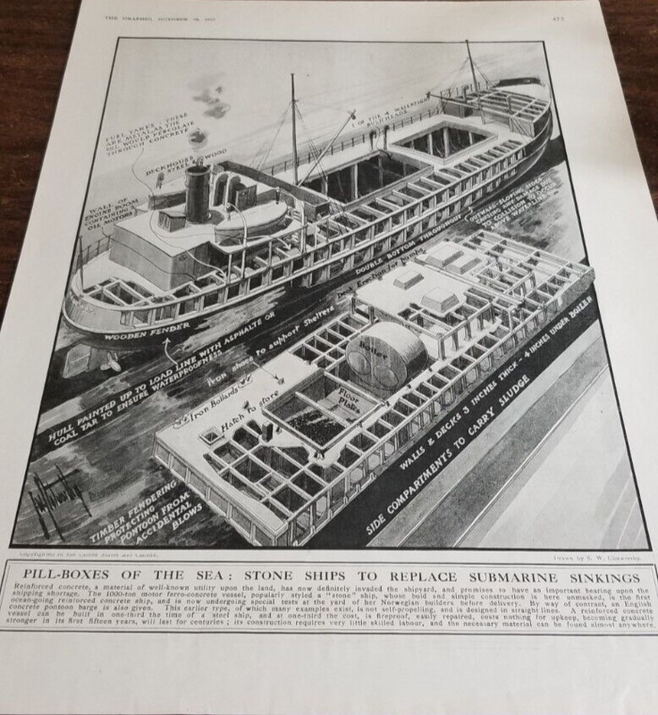 [#1965] PILL-BOXES OF THE SEA: STONE SHIPS TO REPLACE SUBMARINE SINKINGS(1917)