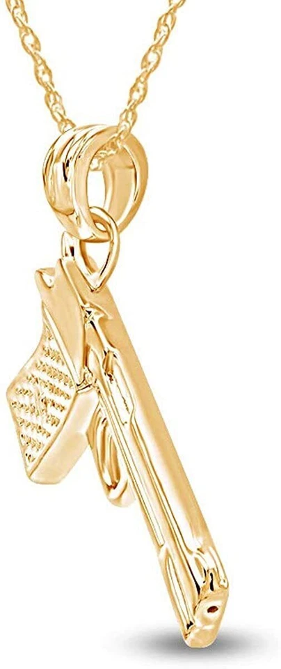 Collar colgante pistola águila con cadena de 18" para mujer en plata de ley Foto 2 de 4