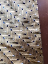 Tommy Hilfiger Mens Neck Tie Gold Blue Herringbone Silk USA Made Preppy Classic