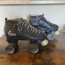 Cobra Black Roller Derby Skates Mens Size 7 Power Formula Speed Wheels Low Top