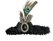 1920s Flapper Headband Peacock Feather Headpiece Costume Accessory