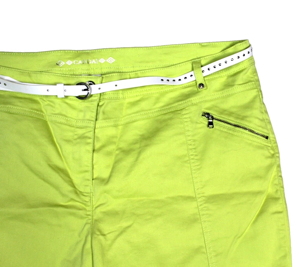 C&A CANDA Damen Stretch Hose mit Gürtel neongrün Sommer Gr. 48 Übergröße - Bild 2 von 4