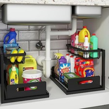 Under Sink Organizer and Storage by REALINN 2 Pack Pull Out Organizer Slide Out