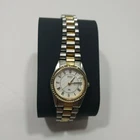 Seiko SQ Watch Women Gold Silver Two Tone 3E23-0A60 Date 6" Vintage