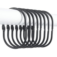 Shower Curtain Rings, 12 Pcs Shower Curtain Hooks, Oval Snap Shower Rings for Cu