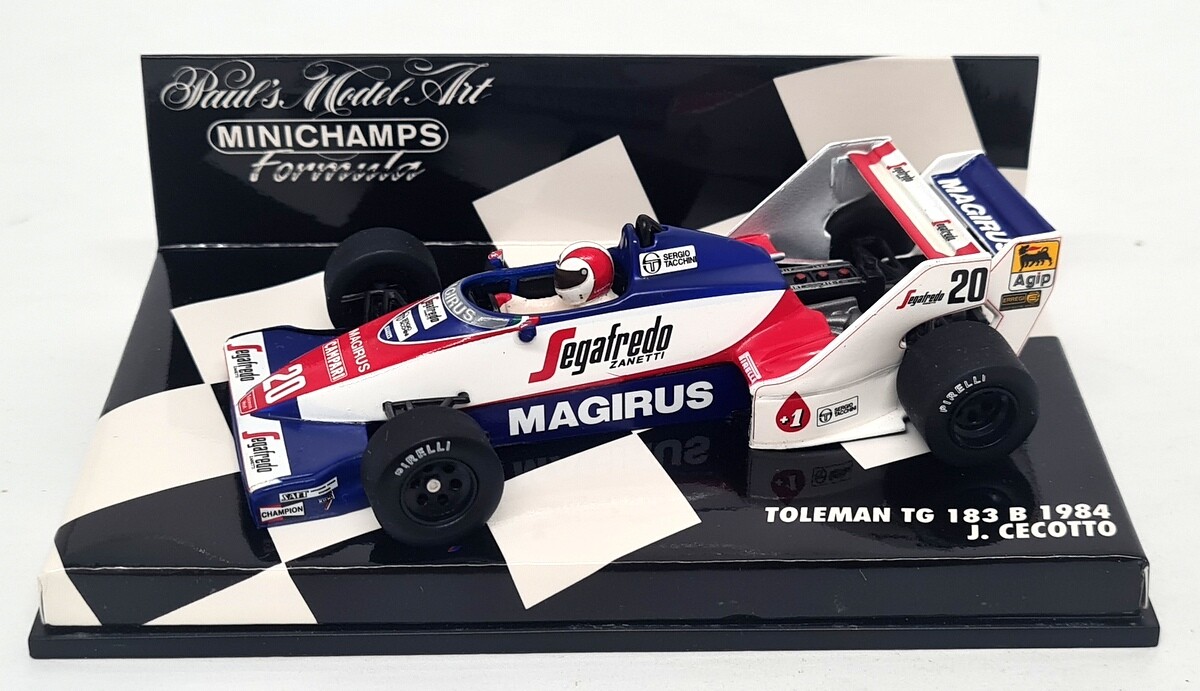 【激レア】MINI CHAMPS TOLEMAN TG 183B 1984 MINICHAMPS Toleman Hart Tg183b Ayrton Senna Debut Brazilian