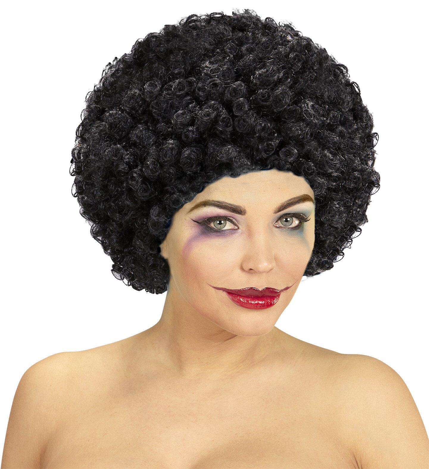 CARNEVALE PARRUCCA CLOWN RICCIA NERA