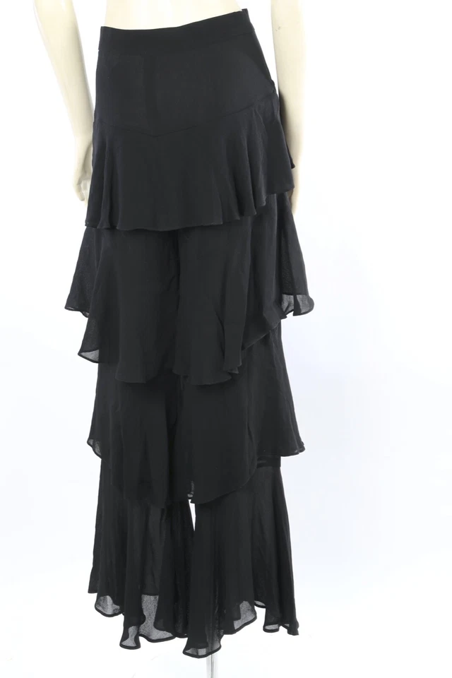 Conjunto de pantalones y collar con volantes de seda de gasa negra talla S Foto 2 de 4
